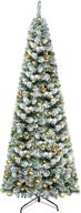 🎄 spruce up your christmas with sunyplay 6ft snow flocked prelit pencil tree - 200 lights & 490 tips for indoor and outdoor decor! логотип