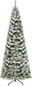 img 4 attached to 🎄 Spruce up Your Christmas with SUNYPLAY 6ft Snow Flocked Prelit Pencil Tree - 200 Lights & 490 Tips for Indoor and Outdoor Decor!