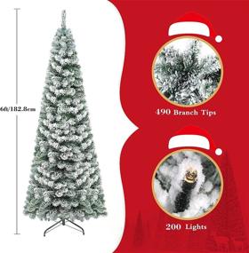 img 3 attached to 🎄 Spruce up Your Christmas with SUNYPLAY 6ft Snow Flocked Prelit Pencil Tree - 200 Lights & 490 Tips for Indoor and Outdoor Decor!