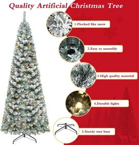 img 1 attached to 🎄 Spruce up Your Christmas with SUNYPLAY 6ft Snow Flocked Prelit Pencil Tree - 200 Lights & 490 Tips for Indoor and Outdoor Decor!