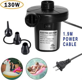 img 2 attached to Efficient Black Electric Air Pump for Inflatables: Ideal for Air Mattresses, Pools, Boats & More – Portable & Versatile with 3 Nozzles