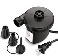efficient black electric air pump for inflatables: ideal for air mattresses, pools, boats & more – portable & versatile with 3 nozzles logo