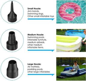 img 1 attached to Efficient Black Electric Air Pump for Inflatables: Ideal for Air Mattresses, Pools, Boats & More – Portable & Versatile with 3 Nozzles