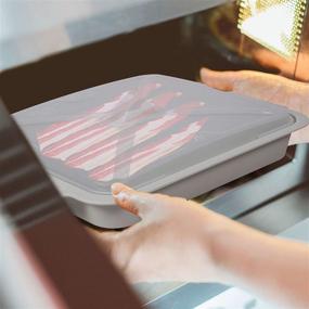 img 2 attached to 🥓 MUGOOLER Microwave Bacon Maker/Cooker with Lid - Easy, Mess-free, Quick and Safety Feature - 11.3" L x 9.0" W x 2.4" H - in White