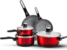 img 4 attached to 🍳 Sulives Nonstick Granite Cookware Set, Dishwasher Safe Cooking Sets with Induction Bottom, 8 Piece