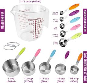 img 3 attached to 📏 11 Piece Stainless Steel Measuring Cups and Spoons Set with Plastic Measuring Cup. Complete Liquid and Dry Metal Measuring Cups Set.