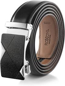 img 4 attached to Roxoni Genuine Automatic Enclosed Men's Belt with Textured Design - Premium Accessories
