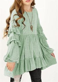 img 1 attached to Stylish MITILLY Crewneck Pleated Babydoll Pockets 👚 Girls' Clothing: Find the Perfect Tops, Tees & Blouses