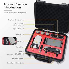 img 3 attached to Waterproof Hard Carrying Case for DJI Mini 2 Drone/Fly More Combo & Drone Accessories | Mavic Mini 2 Accessories - Anti-Crash with Full Protection (Mini 2, Black)