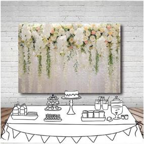 img 3 attached to Vinyl White Rose Floral Backdrop for Photography – Bridal Shower, Wedding, and Party Decor Background – Ideal for Baby Shower, Birthday, Cake Table Props, and Booth Display