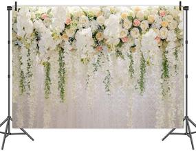 img 1 attached to Vinyl White Rose Floral Backdrop for Photography – Bridal Shower, Wedding, and Party Decor Background – Ideal for Baby Shower, Birthday, Cake Table Props, and Booth Display