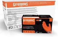 🧤 gloveworks hd orange nitrile gloves, 8 mil, latex & powder free, industrial & food safe with raised diamond texture - disposable gloves logo