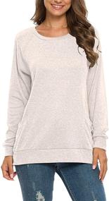 img 1 attached to AUSELILY Women's Long Sleeve Round Neck Casual T Shirts: Stylish Blouses, Sweatshirts, and Tunic Tops with Pocket