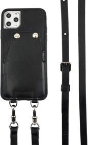 img 1 attached to 🍀 Luckycoin Crossbody iPhone 11 Leather Case Vintage Wallet | Protective Detachable Strap | Card Holders | Button Closure | Apple 2019 iPhone 11 Compatible (Black)