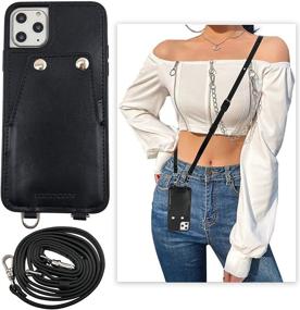 img 4 attached to 🍀 Luckycoin Crossbody iPhone 11 Leather Case Vintage Wallet | Protective Detachable Strap | Card Holders | Button Closure | Apple 2019 iPhone 11 Compatible (Black)