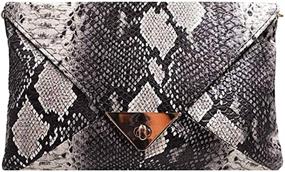 img 1 attached to 👜 CLARA Women's Snakeskin Pattern Clutch Envelope Handbag with Chain Shoulder Strap for Evening Party