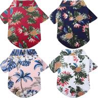 stylish dog hawaiian shirt set: breathable summer apparel for dogs - pineapple & coconut tree designs, 4-piece set, sizes xs to 5xl логотип