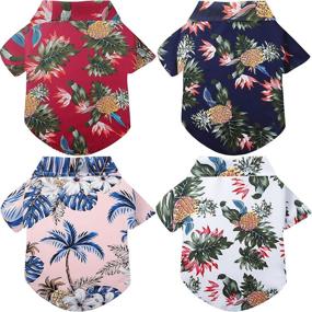 img 4 attached to Stylish Dog Hawaiian Shirt Set: Breathable Summer Apparel for Dogs - Pineapple & Coconut Tree Designs, 4-Piece Set, Sizes XS to 5XL