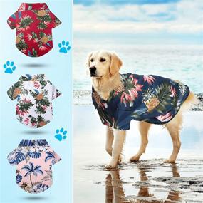 img 1 attached to Stylish Dog Hawaiian Shirt Set: Breathable Summer Apparel for Dogs - Pineapple & Coconut Tree Designs, 4-Piece Set, Sizes XS to 5XL