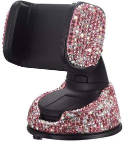 img 2 attached to 🚗 Sparkling Pink Bling Car Phone Holder Mount for Dashboard, Windshield, & Air Vent - Crystal Diamond Rhinestones Phone Mount for Car