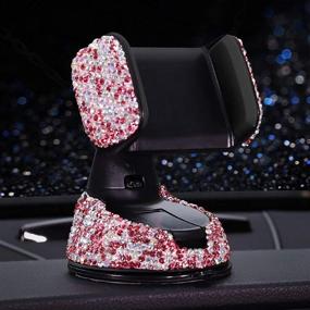 img 1 attached to 🚗 Sparkling Pink Bling Car Phone Holder Mount for Dashboard, Windshield, & Air Vent - Crystal Diamond Rhinestones Phone Mount for Car