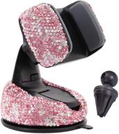 🚗 sparkling pink bling car phone holder mount for dashboard, windshield, & air vent - crystal diamond rhinestones phone mount for car logo