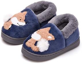 img 4 attached to BESONETY Warm Fuzzy Slippers for Boys and Girls - Cozy Kids Toddler House Home Slippers