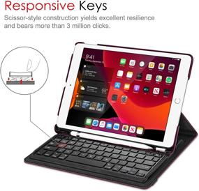 img 1 attached to Fintie Keyboard Case for iPad 9th / 8th / 7th Generation (2021/2020/2019 Model) 10.2 Inch - Purple | 360° Rotating Stand, Pencil Holder, Wireless Bluetooth Keyboard Included