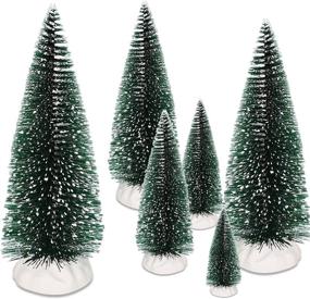 img 4 attached to 🎄 Mini Christmas Trees - Perfect Winter Decor for Tabletops, Resin Chassis with Bottle Brush Branches, Small Artificial Trees for Festive Home Decoration