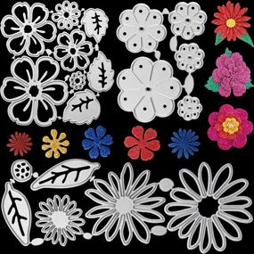 img 4 attached to 🌸 3 Sets Metal Cutting Dies Christmas Flowers Leaves Stencils - 19 Styles for DIY Crafts & Scrapbooking | 3D Flower Die Cuts - 19 Pieces in Total