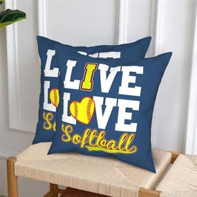 img 3 attached to Hierceson Softball Decorative Throw Pillow Covers Set of 2 – Couch Pillows 🎾 Square Cushion Cover for Kids, Holiday Home Sofa Chair Car Bedroom Outdoor Patio Decor 18x18