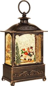 img 4 attached to 🎅 Christmas Snow Globe Lantern with Sparkling Crystals - Perfect for Outdoor Garden and Room Decor, Musical Carols and Blessings (Skiing Snowman)