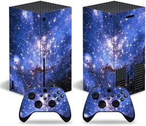 img 1 attached to 🌌 Enhance and Protect your Xbox Series X with Blue Starry Sky Vinyl Skin Decal Full Body Cover for Console and Controllers