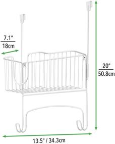 img 1 attached to 🧺 mDesign Metal Over Door Ironing Board Holder with Large Storage Basket - Organize Laundry Essentials and Ironing Supplies - Perfect for Laundry Room, Garage, or Utility Room - White