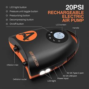 img 3 attached to Awesafe 20PSI Electric SUP Air Pump | 7800mAh Rechargeable Battery | Inflatable Paddle Boards | High Pressure | Dual Stage Inflation | Auto-Off | Deflation Function | AC Adapter & 12V DC Car Connector