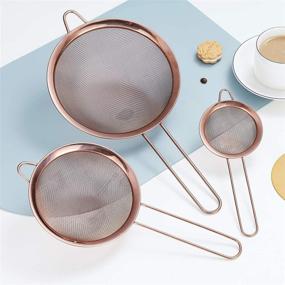 img 3 attached to 🌹 Премиум набор розового золота Kyraton Fein Mesh Strainer - идеально подходит для выпечки, заваривания чая, готовки и отцеживания пасты!