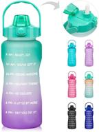 🚰 stay hydrated and motivated with the 64 oz/half gallon motivational water bottle - bpa free, leakproof, and durable design for fitness, gym, and outdoor sports - includes time marker & straw логотип