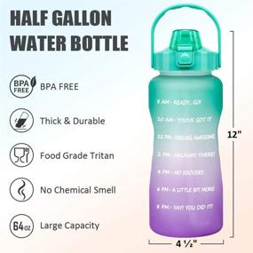 img 2 attached to 🚰 Stay Hydrated and Motivated with the 64 OZ/Half Gallon Motivational Water Bottle - BPA Free, Leakproof, and Durable Design for Fitness, Gym, and Outdoor Sports - Includes Time Marker & Straw
