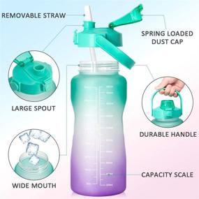 img 1 attached to 🚰 Stay Hydrated and Motivated with the 64 OZ/Half Gallon Motivational Water Bottle - BPA Free, Leakproof, and Durable Design for Fitness, Gym, and Outdoor Sports - Includes Time Marker & Straw