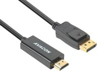 🔌 premium 6ft gold-plated displayport to hdmi cable - male to male adapter by avacon in black logo