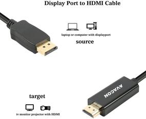 img 3 attached to 🔌 Premium 6ft Gold-Plated DisplayPort to HDMI Cable - Male to Male Adapter by Avacon in Black