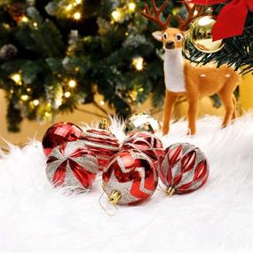 img 2 attached to 🎄 Homde Shatterproof Christmas Ornaments - 24ct Red & Gold Hanging Balls, 2.36 inches/60mm, Tree Decorations with Hanging Rope for Xmas