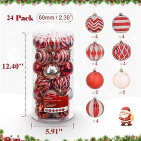 img 3 attached to 🎄 Homde Shatterproof Christmas Ornaments - 24ct Red & Gold Hanging Balls, 2.36 inches/60mm, Tree Decorations with Hanging Rope for Xmas