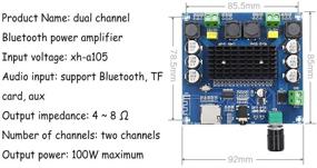 img 2 attached to 🔊 Acxico Плата усилителя Bluetooth 5.0 XH-A105 - Двуканальный модуль цифрового усилителя мощности 2 х 100 Вт, постоянный ток 12-30 В с потенциометром громкости