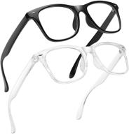 👓 meetsun blue light blocking glasses for men and women - anti eye strain vintage computer gaming eyeglasses, lightweight classic frames (2 pack: black + clear) logo