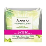 aveeno positively radiant oil-free makeup removing face wipes - twin pack, 2 x 25 ct. logo