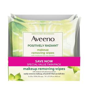 img 4 attached to Aveeno Positively Radiant Oil-Free Makeup Removing Face Wipes - Twin Pack, 2 x 25 ct.