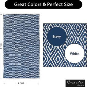 img 1 attached to 🏮 Chardin Home Reversible 2x5 Cotton Diamond Runner Rug: Navy and Ivory - Machine Washable