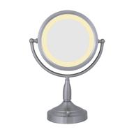 zadro satin nickel 8x/1x dual-sided lighted vanity mirror logo