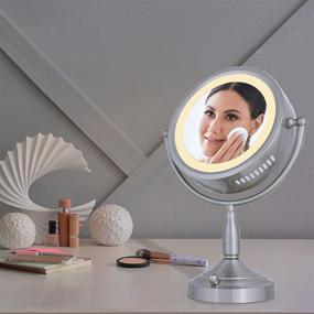 img 3 attached to Zadro Satin Nickel 8X/1X Dual-Sided Lighted Vanity Mirror